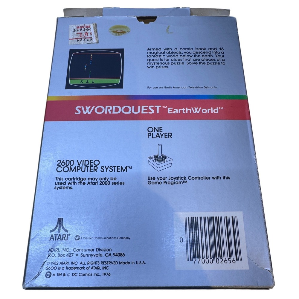 Atari 2600 Swordquest EarthWorld CX 2656 Video Game with Box Vintage 1982 - Picture 2 of 9